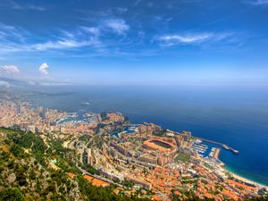 Превью обои монако, монте-карло, небосклон, море, простор, пейзаж, горизонт, порт, природа
