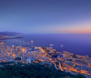 Превью обои монако, ночь, город, свет, панорама