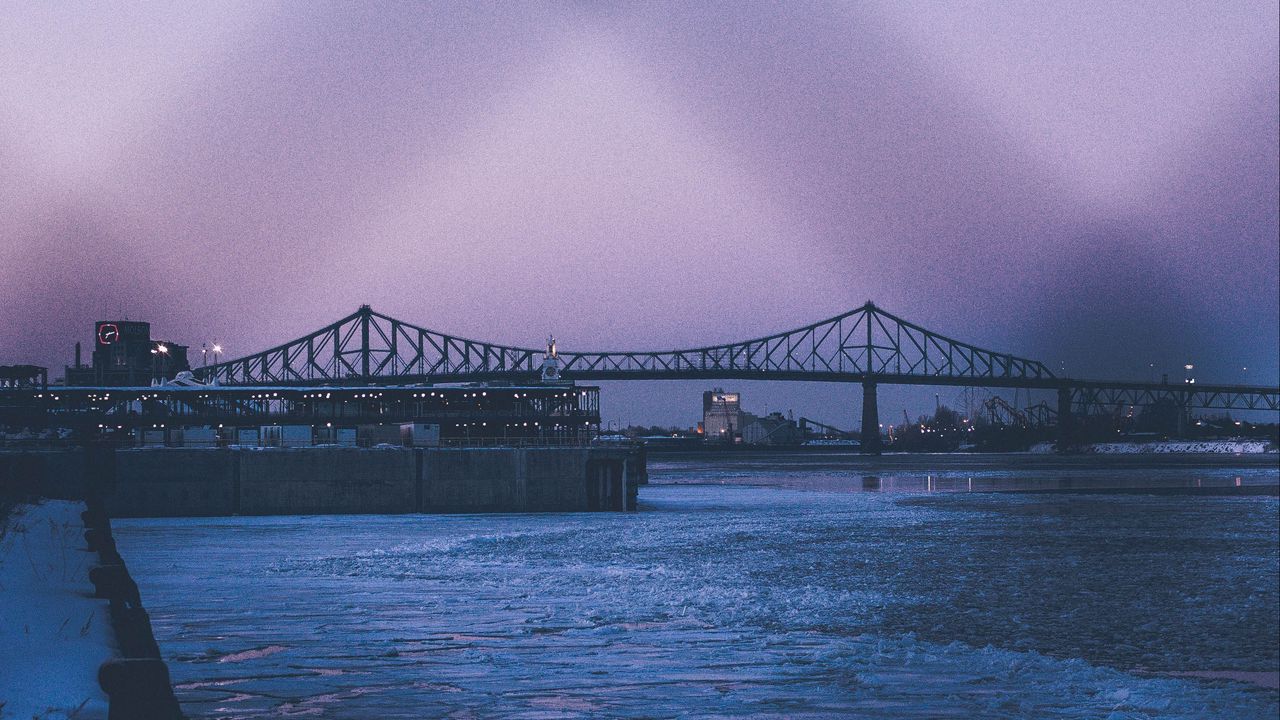 Обои монреаль, канада, мост, река, вечер