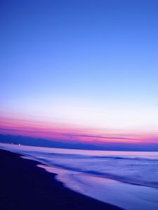 Превью обои море, берег, горизонт, небо, рассвет