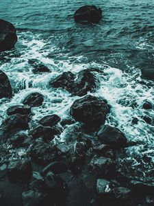 Превью обои море, берег, камни, прибой