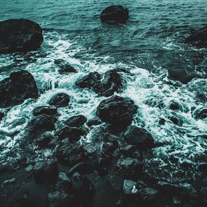 Превью обои море, берег, камни, прибой