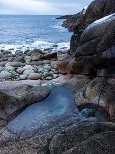 Превью обои море, берег, камни, скалы, волны