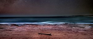 Превью обои море, берег, млечный путь, звездное небо, звезды, ночь
