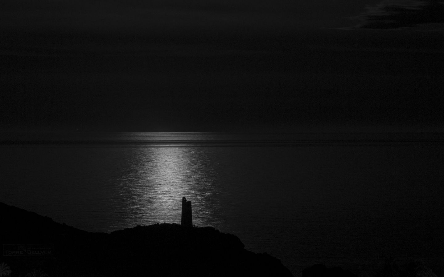 1440x900 Обои море, берег, ночь, черный