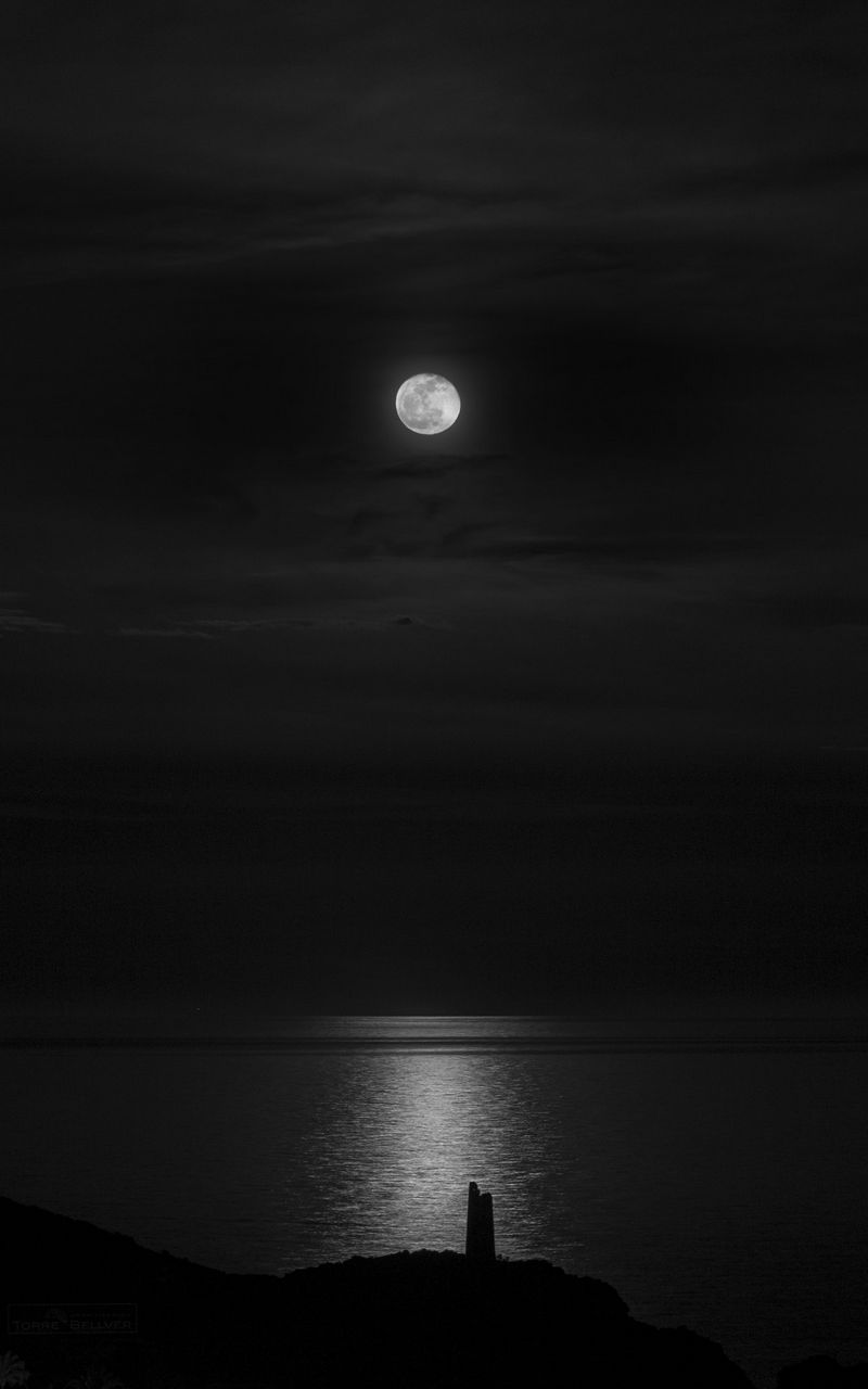 800x1280 Обои море, берег, ночь, черный