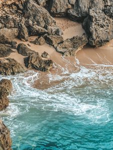 Превью обои море, берег, скалы, камни, вода