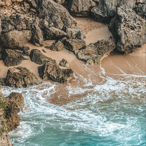 Превью обои море, берег, скалы, камни, вода
