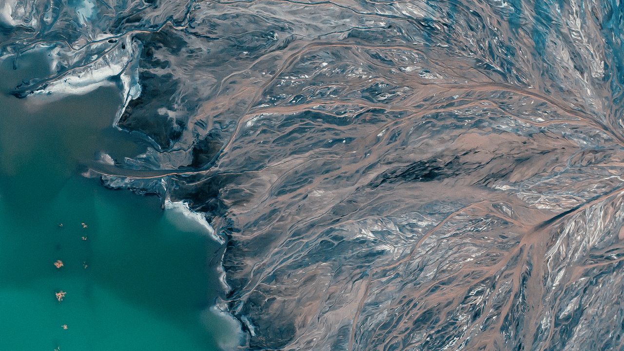 Обои море, берег, вид сверху, рельеф, высота