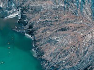 Превью обои море, берег, вид сверху, рельеф, высота