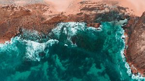 Превью обои море, берег, вид сверху, пляж, вода