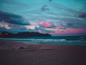 Превью обои море, берег, закат, песок