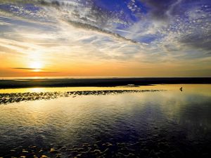 Превью обои море, берег, закат, природа, пейзаж