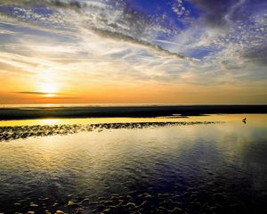 Превью обои море, берег, закат, природа, пейзаж