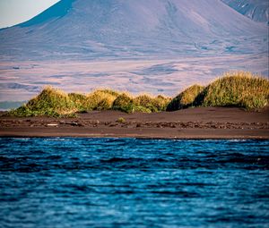 Превью обои море, гора, деревья, остров