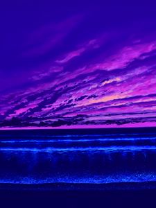 Превью обои море, горизонт, арт, закат