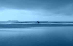 Превью обои море, горизонт, минимализм, сумерки
