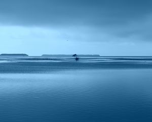 Превью обои море, горизонт, минимализм, сумерки
