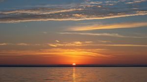 Превью обои море, горизонт, небо, закат, природа