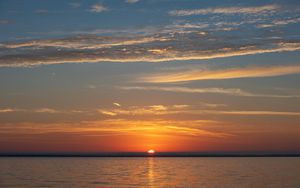 Превью обои море, горизонт, небо, закат, природа