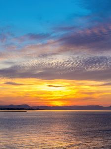 Превью обои море, горизонт, небо, облака, рассвет