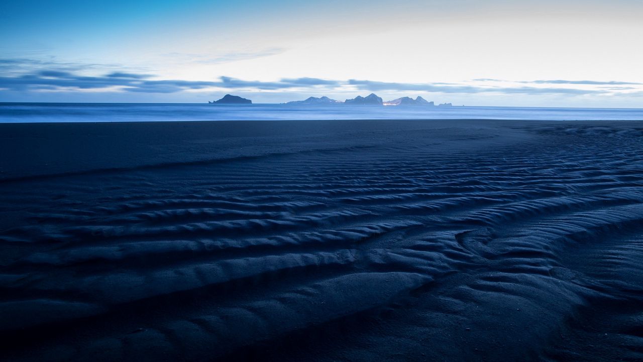 Обои море, горизонт, песок, берег