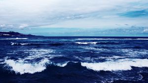 Превью обои море, горизонт, прибой, волны