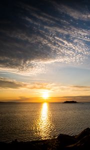 Превью обои море, горизонт, темный, закат
