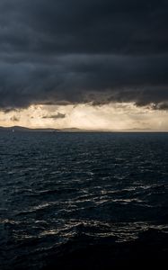 Превью обои море, горизонт, туча, пасмурно