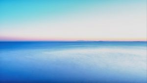 Превью обои море, горизонт, вид, минимализм, синий