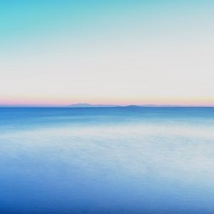 Превью обои море, горизонт, вид, минимализм, синий
