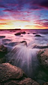 Превью обои море, горизонт, вода, камни