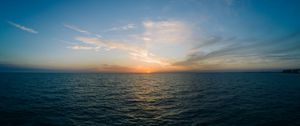 Превью обои море, горизонт, закат, облака, небо