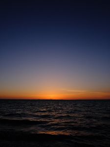 Превью обои море, горизонт, закат, небо, темный, ночь