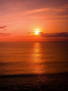 Превью обои море, горизонт, закат, небо, облака