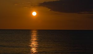 Превью обои море, горизонт, закат, темный