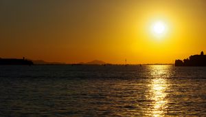 Превью обои море, горизонт, закат, вечер