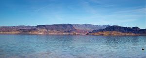 Превью обои море, горы, пейзаж, дно, камни