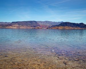 Превью обои море, горы, пейзаж, дно, камни