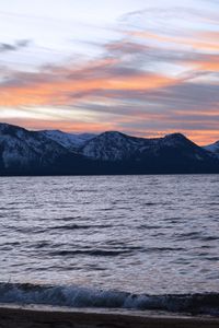 Превью обои море, горы, снег, небо, природа