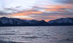Превью обои море, горы, снег, небо, природа