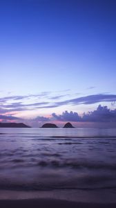 Превью обои море, холмы, горизонт, вечер, пейзаж