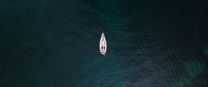 Превью обои море, яхта, вид сверху, вода, поверхность