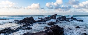 Превью обои море, камни, берег, прибой