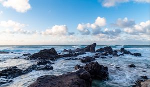 Превью обои море, камни, берег, прибой