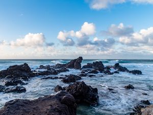 Превью обои море, камни, берег, прибой