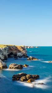 Превью обои море, камни, скалы, вид, пейзаж
