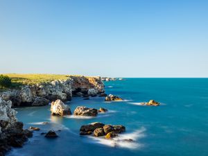 Превью обои море, камни, скалы, вид, пейзаж