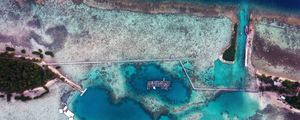 Превью обои море, лагуна, вид верху, канал, берег