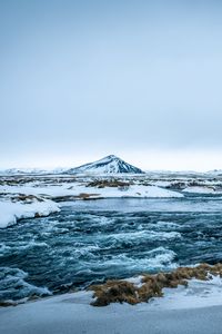 Превью обои море, лед, гора, снег, исландия